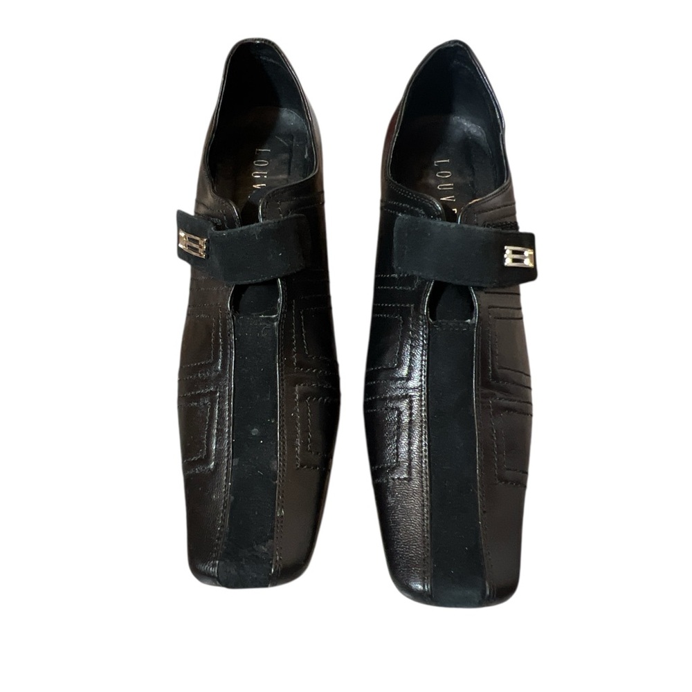 Vintage Y2K Louvre Black Wedge Heels | Office Siren | EU 38  US Women's 7.5